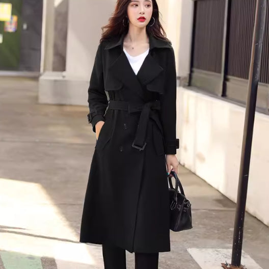 High-end Tailored Trench Coat Casual Plus-size Mid-length British-style Coat For Petite Figures