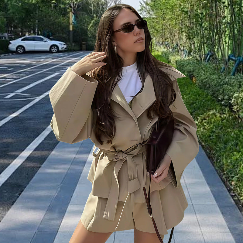 Stylish Chic High-waisted Shorts And Top Setperfect For Commuting Or Casual Outings